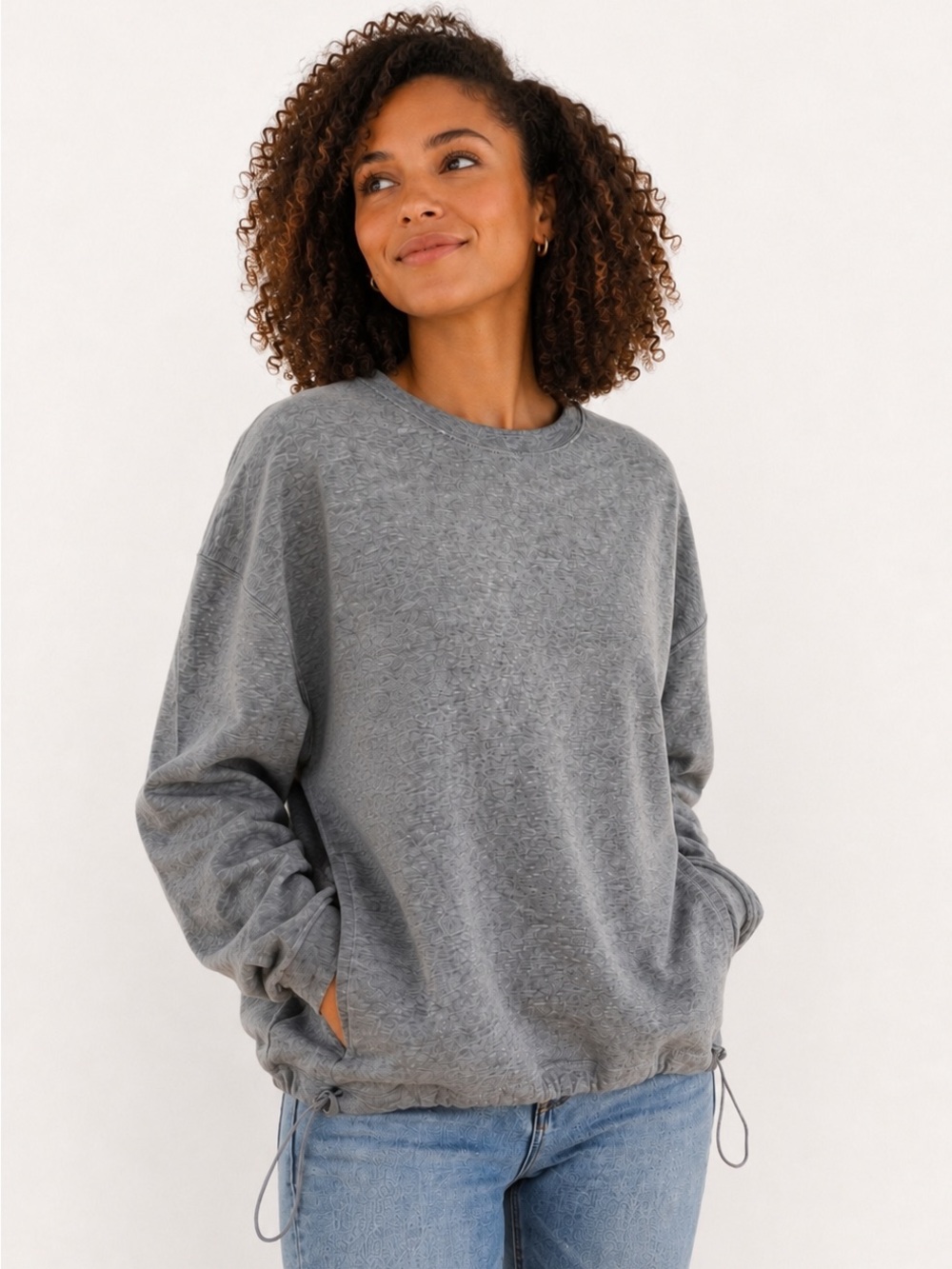 BR STANDARD Heather Grey Scuba Knit Crewneck Sweatshirt Oversized Utility